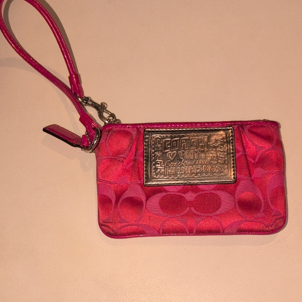 Coach Pink/Red Poppy Wristlet
